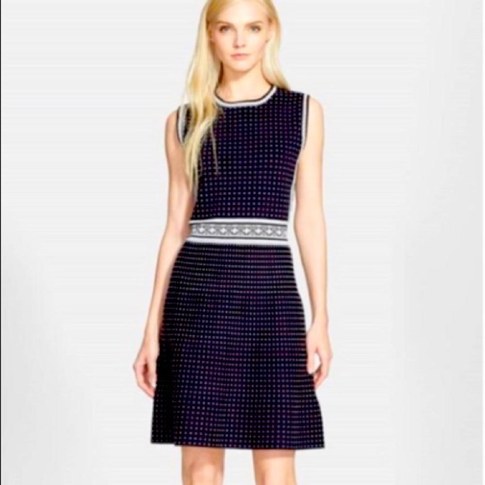 Tory Burch NWT Navy Mini Geo knit dress Sz SM new - Picture 14 of 16